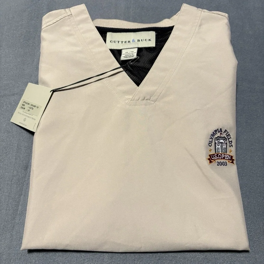 Cutter & Buck Golf Vest Mens XL Beige Windbreaker Olympia Fields U.S. Open 2003